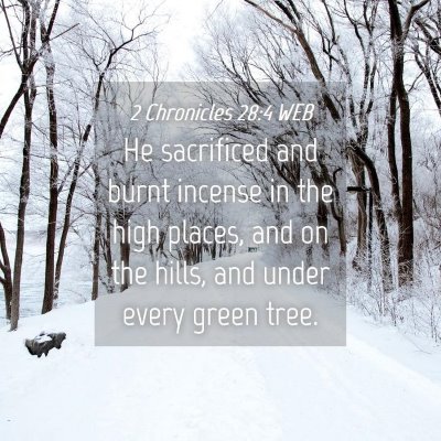 Picture 04 - 2 Chronicles 28:4 WEB - He sacrificed and burnt incense in the high - Bible Verse Picture