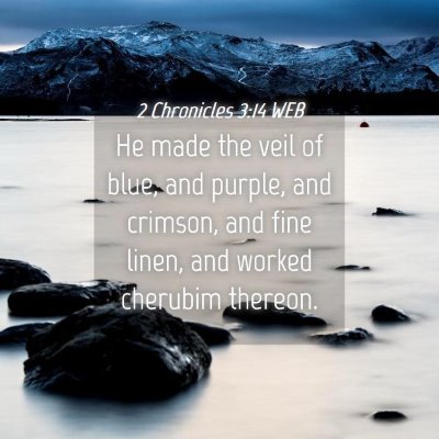 Picture 04 - 2 Chronicles 3:14 WEB - He made the veil of blue, and purple, and - Bible Verse Picture