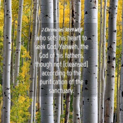 Picture 04 - 2 Chronicles 30:19 WEB - who sets his heart to seek God, Yahweh, the God - Bible Verse Picture