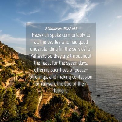 Picture 04 - 2 Chronicles 30:22 WEB - Hezekiah spoke comfortably to all the Levites who - Bible Verse Picture