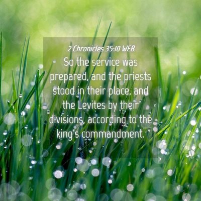 Picture 04 - 2 Chronicles 35:10 WEB - So the service was prepared, and the priests - Bible Verse Picture