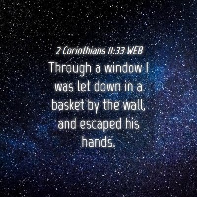 Picture 04 - 2 Corinthians 11:33 WEB - Through a window I was let down in a basket by - Bible Verse Picture