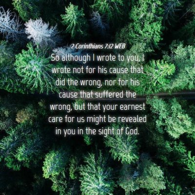 Picture 04 - 2 Corinthians 7:12 WEB - So although I wrote to you, I wrote not for his - Bible Verse Picture