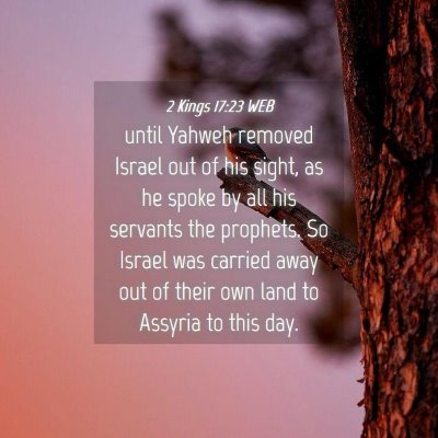 Picture 04 - 2 Kings 17:23 WEB - until Yahweh removed Israel out of his sight, as - Bible Verse Picture