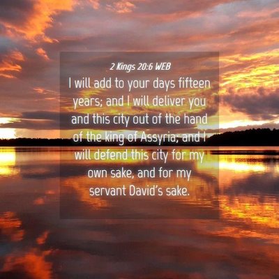 Picture 04 - 2 Kings 20:6 WEB - I will add to your days fifteen years; and I will - Bible Verse Picture