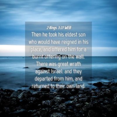Picture 04 - 2 Kings 3:27 WEB - Then he took his eldest son who would have - Bible Verse Picture