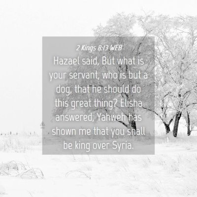 Picture 04 - 2 Kings 8:13 WEB - Hazael said, But what is your servant, who is but - Bible Verse Picture