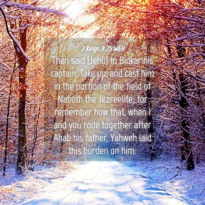 Picture 04 - 2 Kings 9:25 WEB - Then said [Jehu] to Bidkar his captain, Take up, - Bible Verse Picture