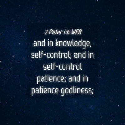 Picture 04 - 2 Peter 1:6 WEB - and in knowledge, self-control; and in - Bible Verse Picture