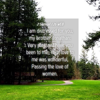 Picture 04 - 2 Samuel 1:26 WEB - I am distressed for you, my brother Jonathan: - Bible Verse Picture