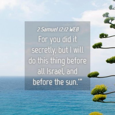 Picture 04 - 2 Samuel 12:12 WEB - For you did it secretly, but I will do this thing - Bible Verse Picture