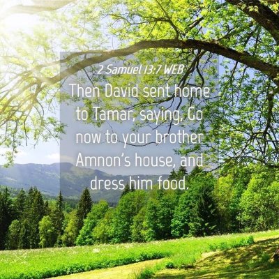 Picture 04 - 2 Samuel 13:7 WEB - Then David sent home to Tamar, saying, Go now to - Bible Verse Picture