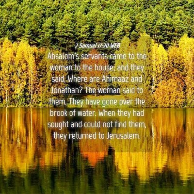 Picture 04 - 2 Samuel 17:20 WEB - Absalom's servants came to the woman to the - Bible Verse Picture