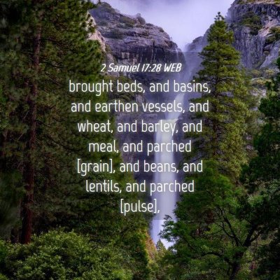 Picture 04 - 2 Samuel 17:28 WEB - brought beds, and basins, and earthen vessels, - Bible Verse Picture
