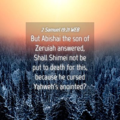 Picture 04 - 2 Samuel 19:21 WEB - But Abishai the son of Zeruiah answered, Shall - Bible Verse Picture