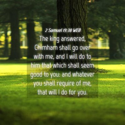 Picture 04 - 2 Samuel 19:38 WEB - The king answered, Chimham shall go over with me, - Bible Verse Picture