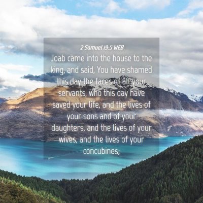 Picture 04 - 2 Samuel 19:5 WEB - Joab came into the house to the king, and said, - Bible Verse Picture