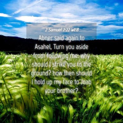 Picture 04 - 2 Samuel 2:22 WEB - Abner said again to Asahel, Turn you aside from - Bible Verse Picture
