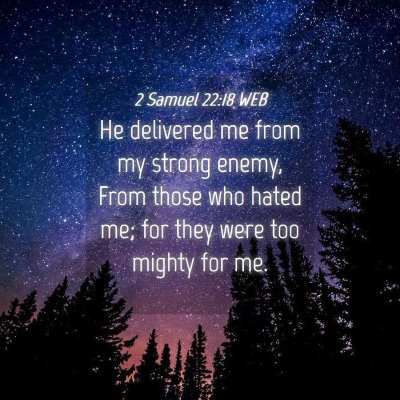 Picture 04 - 2 Samuel 22:18 WEB - He delivered me from my strong enemy, From those - Bible Verse Picture