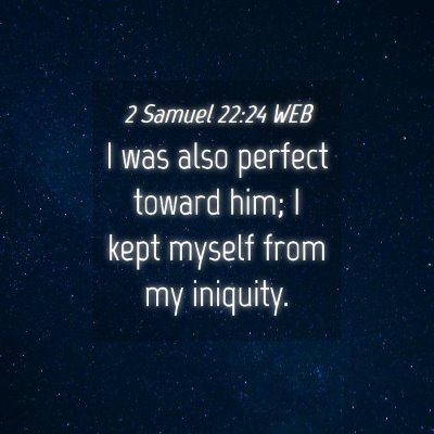 Picture 04 - 2 Samuel 22:24 WEB - I was also perfect toward him; I kept myself from - Bible Verse Picture