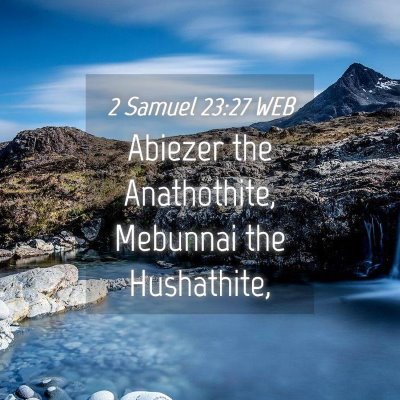 Picture 04 - 2 Samuel 23:27 WEB - Abiezer the Anathothite, Mebunnai the - Bible Verse Picture