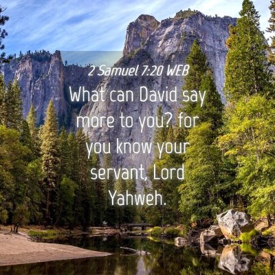 Picture 04 - 2 Samuel 7:20 WEB - What can David say more to you? for you know your - Bible Verse Picture
