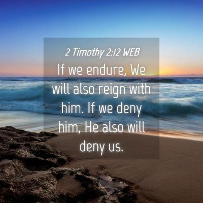 Picture 04 - 2 Timothy 2:12 WEB - If we endure, We will also reign with him. If we - Bible Verse Picture