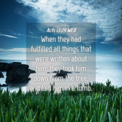 Picture 04 - Acts 13:29 WEB - When they had fulfilled all things that were - Bible Verse Picture