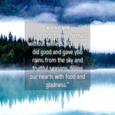 Picture 04 - Acts 14:17 WEB - Yet he didn't leave himself without witness, in - Bible Verse Picture