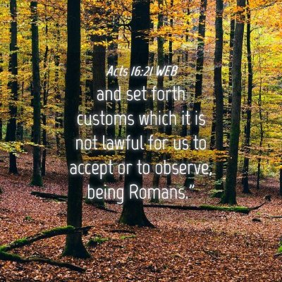 Picture 04 - Acts 16:21 WEB - and set forth customs which it is not lawful for - Bible Verse Picture