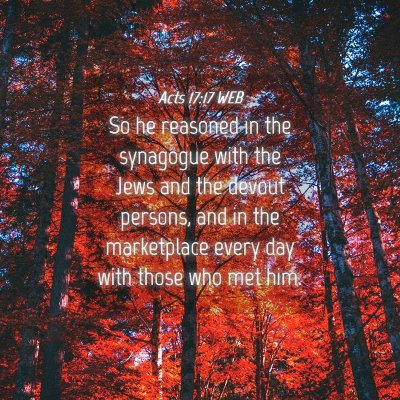 Picture 04 - Acts 17:17 WEB - So he reasoned in the synagogue with the Jews and - Bible Verse Picture