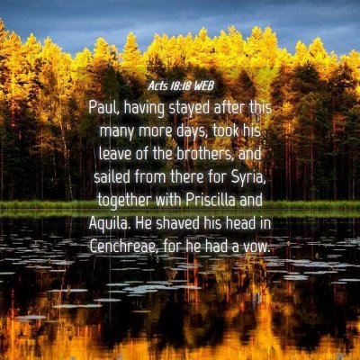 Picture 04 - Acts 18:18 WEB - Paul, having stayed after this many more days, - Bible Verse Picture