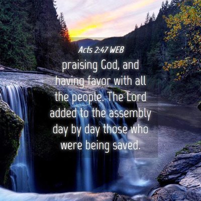 Picture 04 - Acts 2:47 WEB - praising God, and having favor with all the - Bible Verse Picture