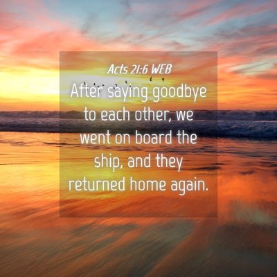 Picture 04 - Acts 21:6 WEB - After saying goodbye to each other, we went on - Bible Verse Picture