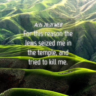 Picture 04 - Acts 26:21 WEB - For this reason the Jews seized me in the temple, - Bible Verse Picture