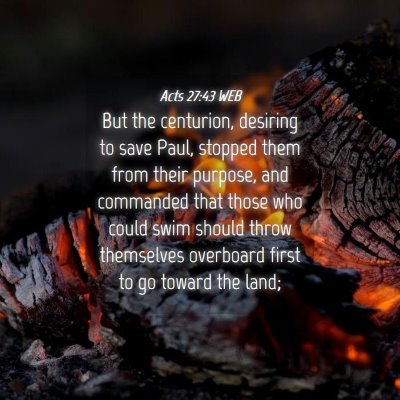 Picture 04 - Acts 27:43 WEB - But the centurion, desiring to save Paul, stopped - Bible Verse Picture