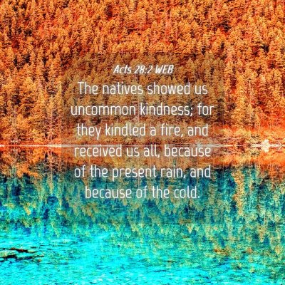Picture 04 - Acts 28:2 WEB - The natives showed us uncommon kindness; for they - Bible Verse Picture