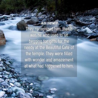 Picture 04 - Acts 3:10 WEB - They recognized him, that it was he who used to - Bible Verse Picture