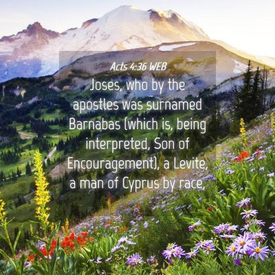 Picture 04 - Acts 4:36 WEB - Joses, who by the apostles was surnamed Barnabas - Bible Verse Picture