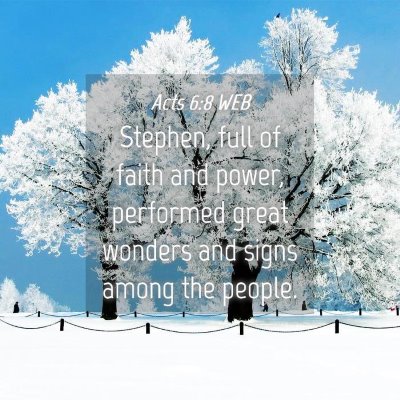 Picture 04 - Acts 6:8 WEB - Stephen, full of faith and power, performed great - Bible Verse Picture