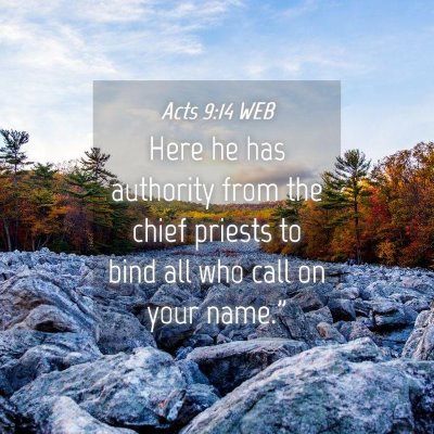 Picture 04 - Acts 9:14 WEB - Here he has authority from the chief priests to - Bible Verse Picture
