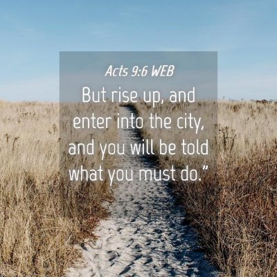 Picture 04 - Acts 9:6 WEB - But rise up, and enter into the city, and you - Bible Verse Picture