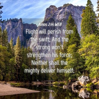 Picture 04 - Amos 2:14 WEB - Flight will perish from the swift; And the strong - Bible Verse Picture