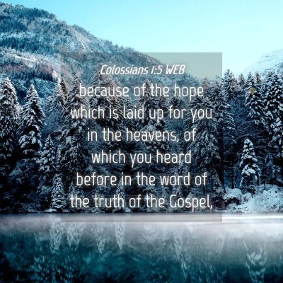 Picture 04 - Colossians 1:5 WEB - because of the hope which is laid up for you in - Bible Verse Picture