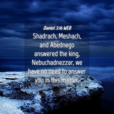 Picture 04 - Daniel 3:16 WEB - Shadrach, Meshach, and Abednego answered the - Bible Verse Picture