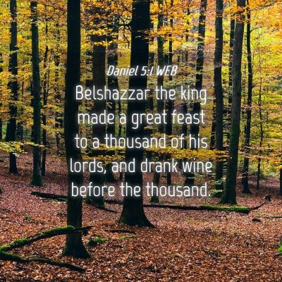 Picture 04 - Daniel 5:1 WEB - Belshazzar the king made a great feast to a - Bible Verse Picture