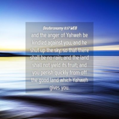 Picture 04 - Deuteronomy 11:17 WEB - and the anger of Yahweh be kindled against you, - Bible Verse Picture