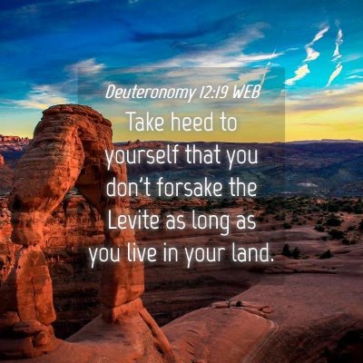 Picture 04 - Deuteronomy 12:19 WEB - Take heed to yourself that you don't forsake the - Bible Verse Picture