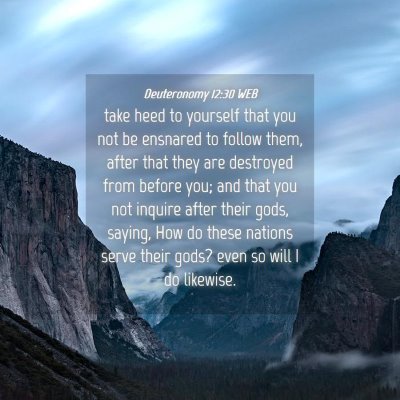 Picture 04 - Deuteronomy 12:30 WEB - take heed to yourself that you not be ensnared to - Bible Verse Picture