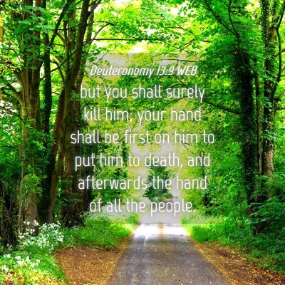 Picture 04 - Deuteronomy 13:9 WEB - but you shall surely kill him; your hand shall be - Bible Verse Picture